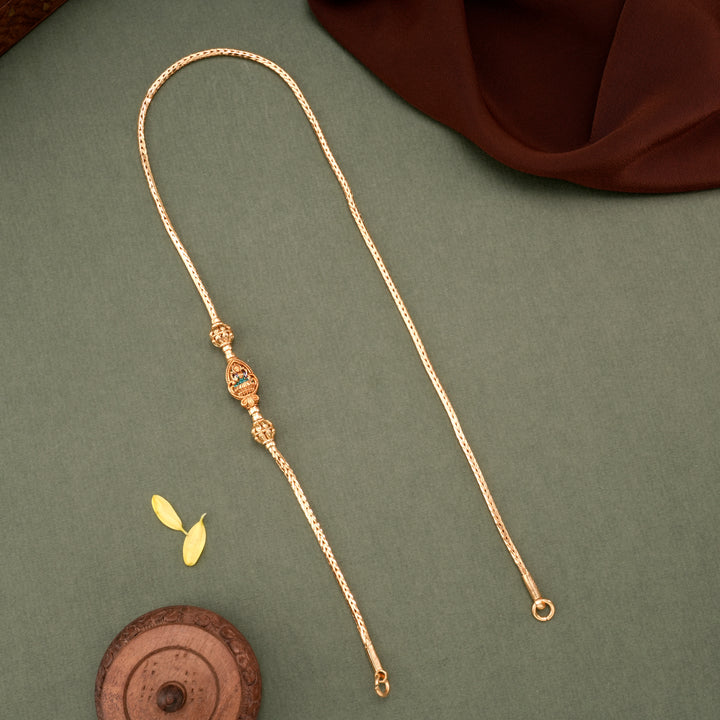 Leaf Design Goddess Lakshmi Mugappu Chain