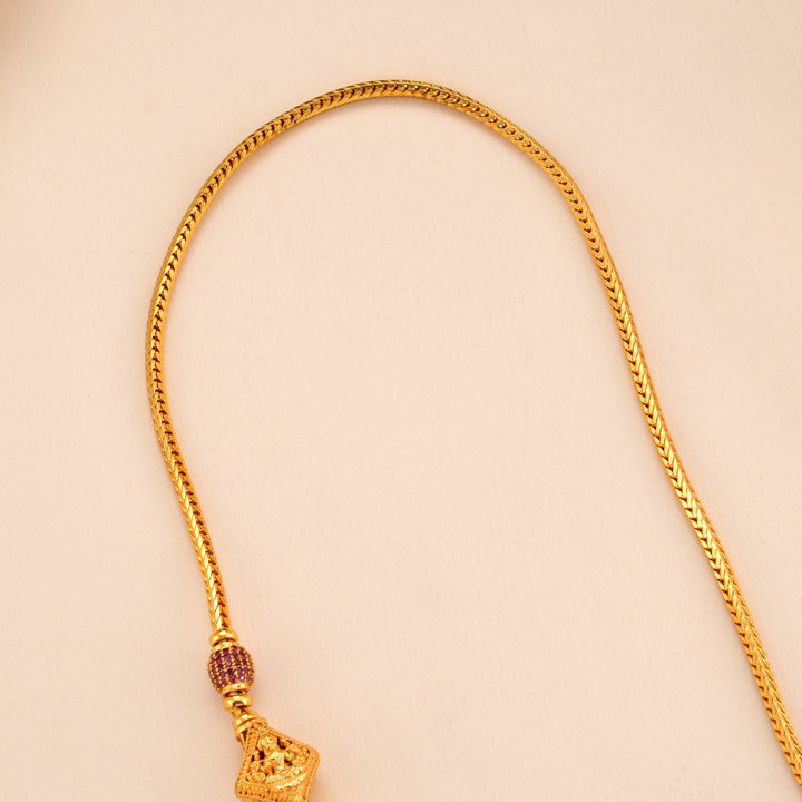 Ruby Beads Golden Lakshmi Mugappu Chain
