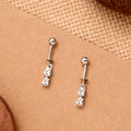 Silver Oval White Stone Drops Koppu