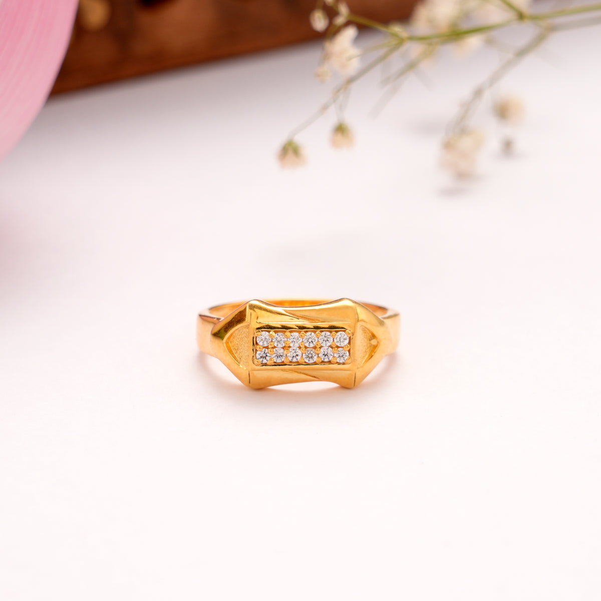 Regal Rectangular Casting Golden Ring
