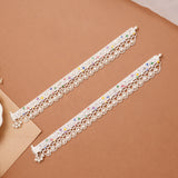 Stylish Enamel Detail Fringe Silver Anklet