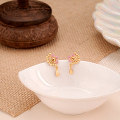 Sun Drop Flower Casting Gold Plated Stud
