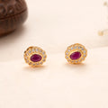 Oval Shape Ruby Kundan Stud