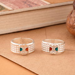 Traditional Oval Shape Enamel Silver Metti