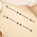 Antique Multicolor Floral Charm Silver Anklet