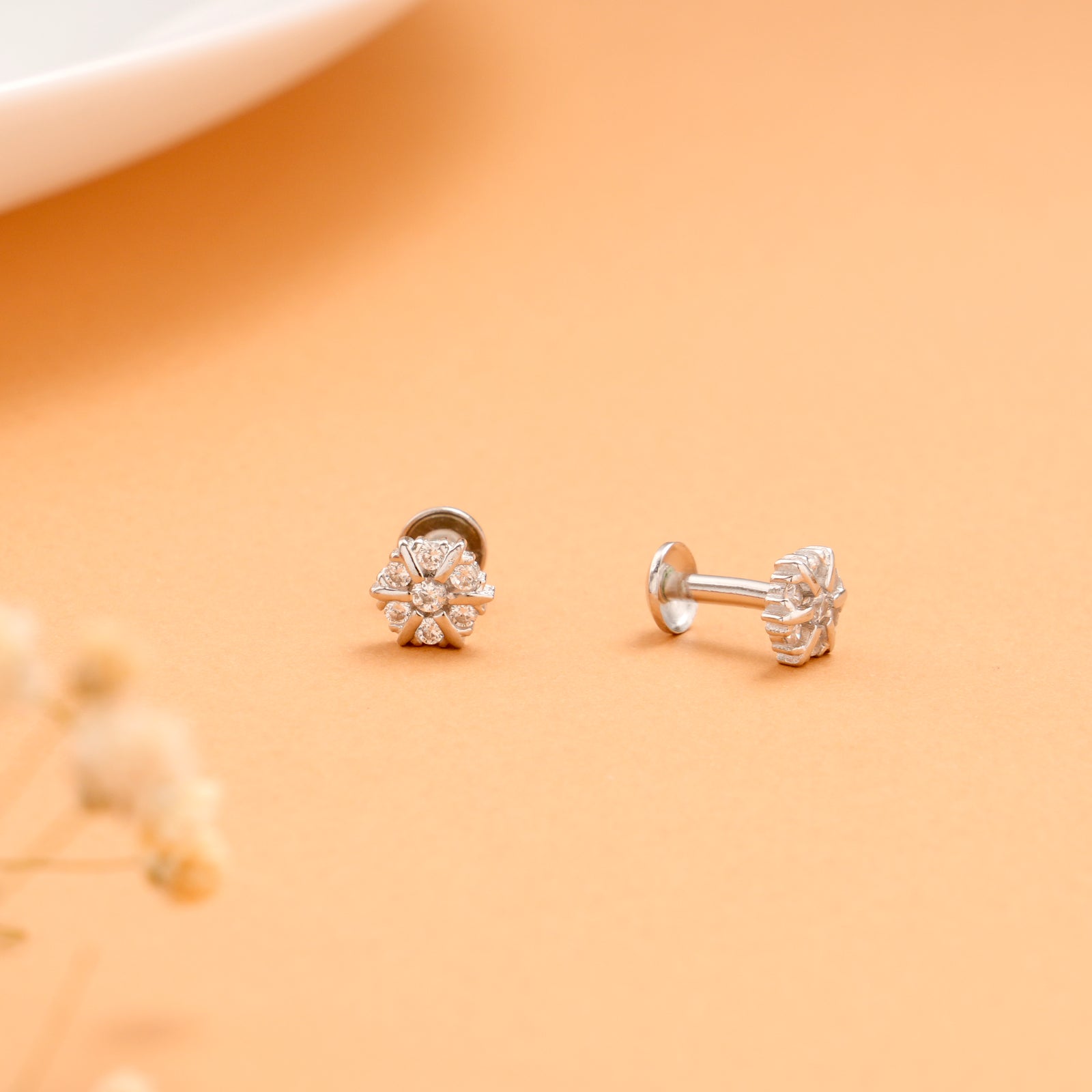Premium White Cubic Stone Silver Stud