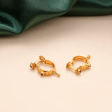 Traditional Ruby Stone Screw Hoop Earrings