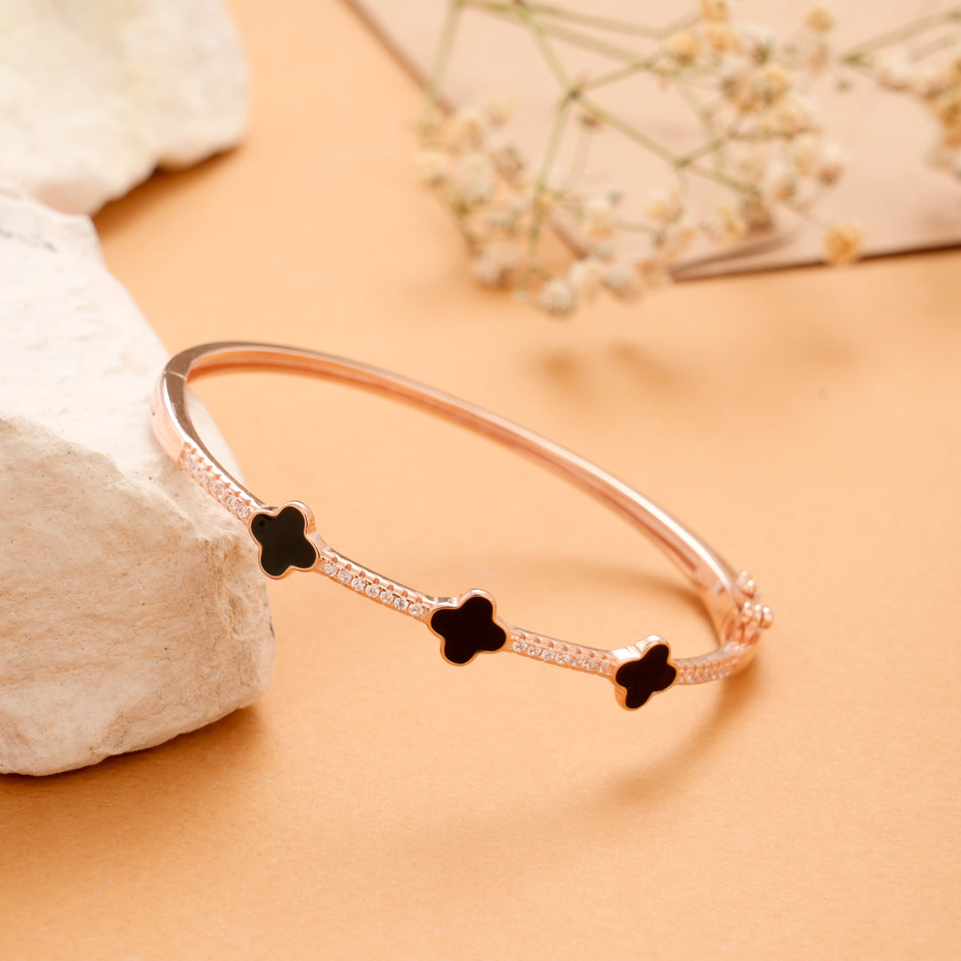 Four Leaf Clover Silver Rose Gold Bracelet