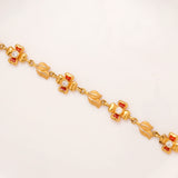 Regal Red Blossom Leaf Gold Bracelet for Women