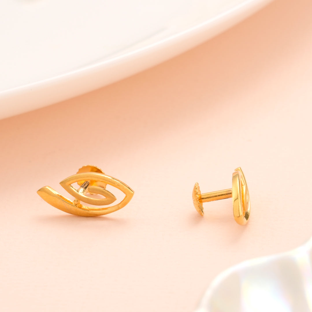 Stylish Abstract Curve Gold Stud Earrings