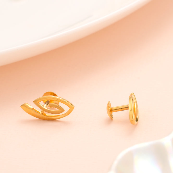 Stylish Abstract Curve Gold Stud Earrings