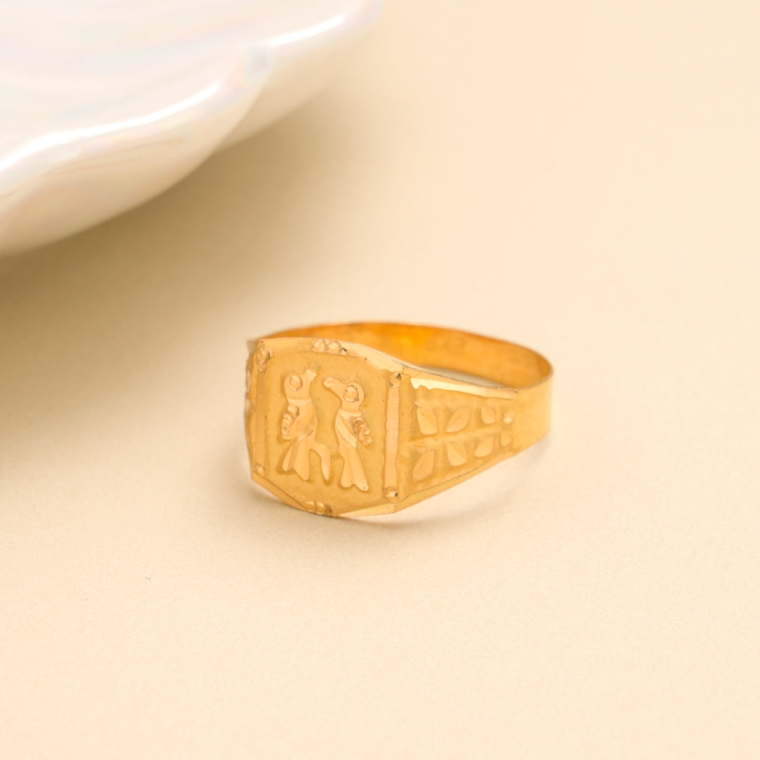 Twin Parrot Gold Signet Ring