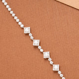 Square-Shaped Stone Cluster Silver Women’s Bracelet