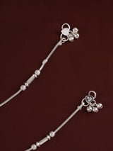 Cylindrical Beaded Silver Anklet