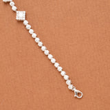 Square-Shaped Stone Cluster Silver Women’s Bracelet