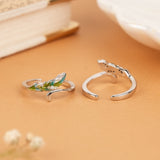 Fancy Dual Green Leaf Stone Silver Toe Ring