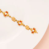 Regal Red Blossom Leaf Gold Bracelet for Women