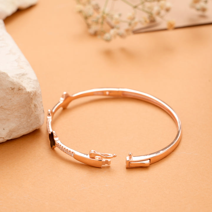 Four Leaf Clover Silver Rose Gold Bracelet
