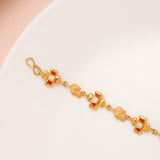 Regal Red Blossom Leaf Gold Bracelet for Women
