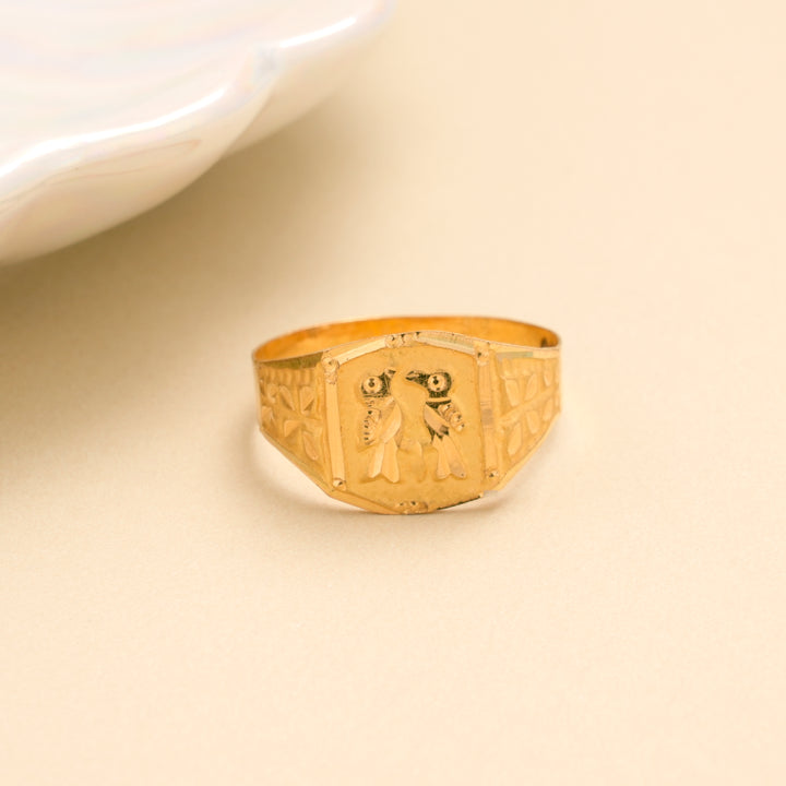 Twin Parrot Gold Signet Ring