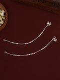 Cylindrical Beaded Silver Anklet