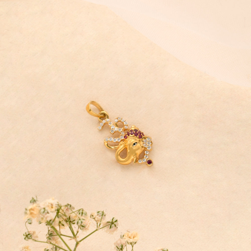 Lord OM Ganapathi Golden Pendant