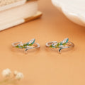 Fancy Dual Green Leaf Stone Silver Toe Ring
