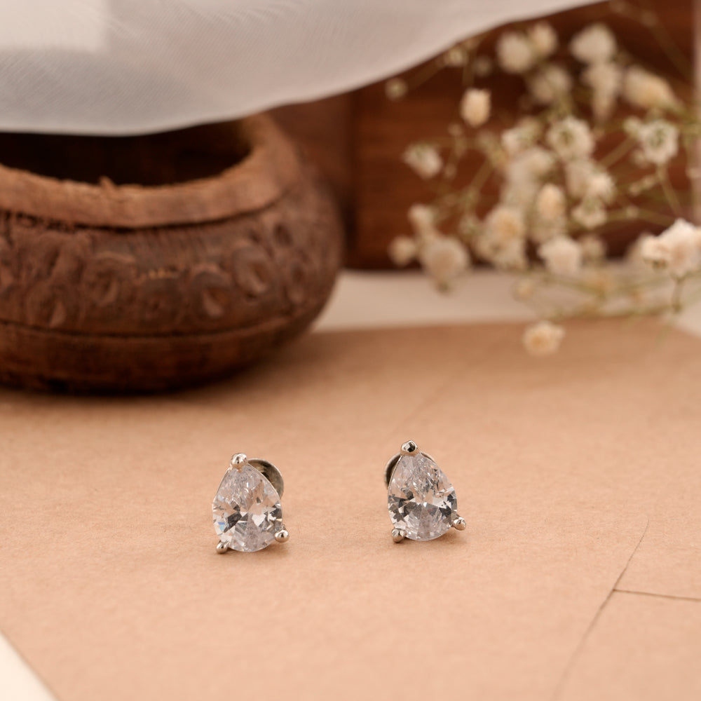 Pear Cut Silver Stud