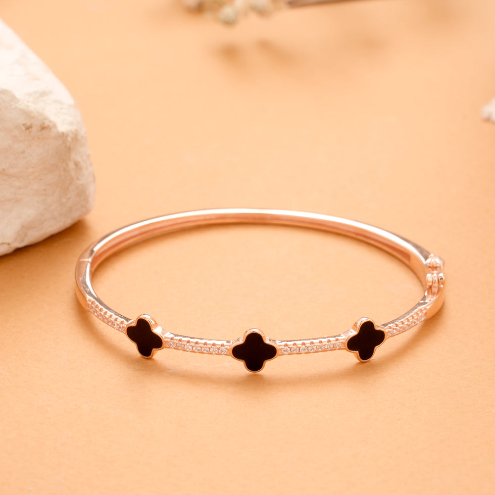 Four Leaf Clover Silver Rose Gold Bracelet