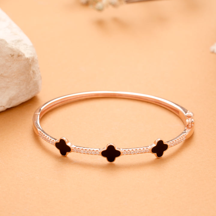 Four Leaf Clover Silver Rose Gold Bracelet