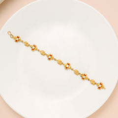 Regal Red Blossom Leaf Gold Bracelet for Women