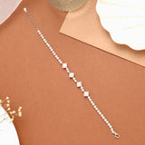 Square-Shaped Stone Cluster Silver Women’s Bracelet