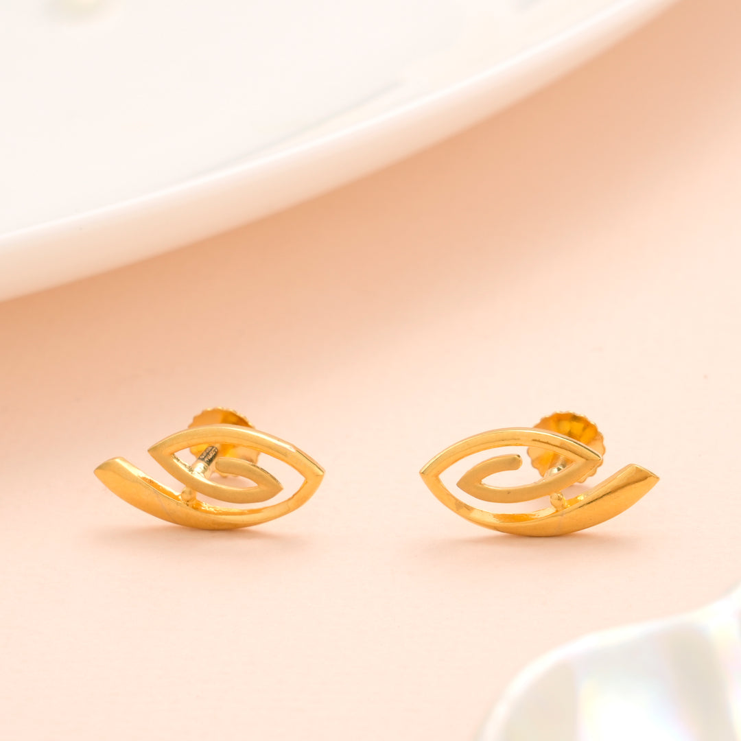 Stylish Abstract Curve Gold Stud Earrings