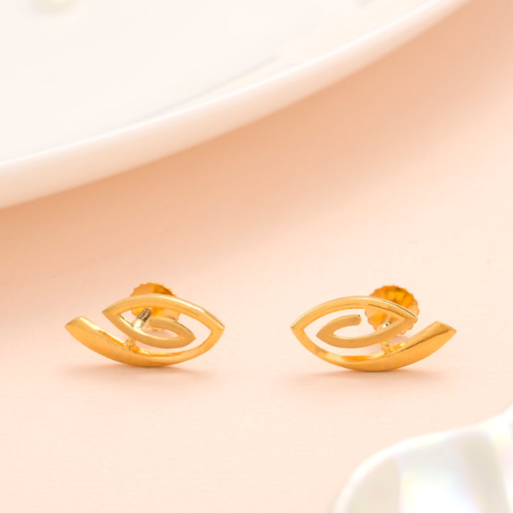 Stylish Abstract Curve Gold Stud Earrings