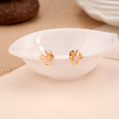 Floral Design Enamel Casting Golden Stud