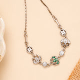 Tiny Multi Stone Lotus Silver Bracelet