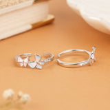 Lovely Dual Butterfly Silver Toe Ring