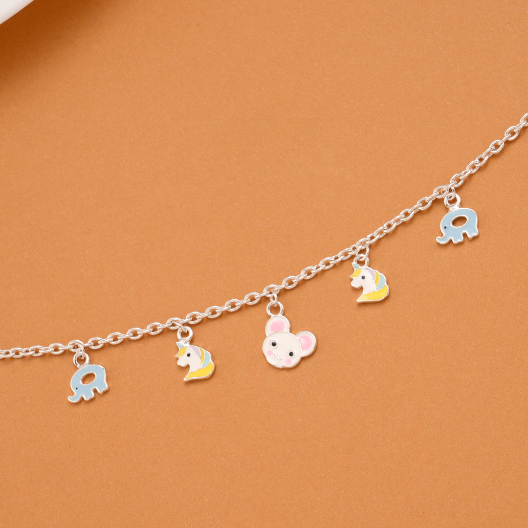 Mice Elephant Unicorn Silver Baby Bracelet