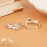 Lovely Dual Butterfly Silver Toe Ring