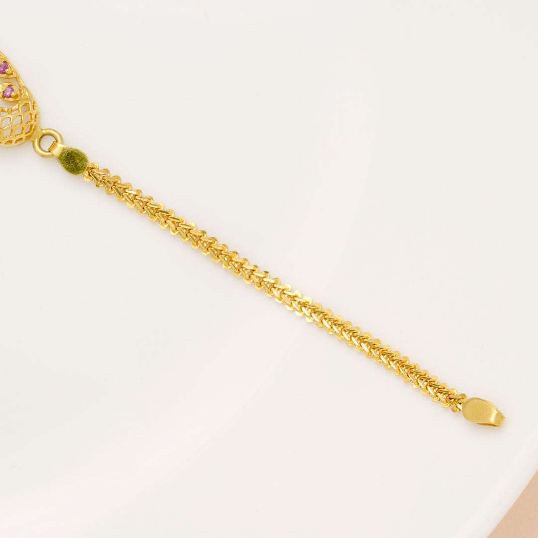 Elite Oval Shape Peacock Design Gold Bracelet