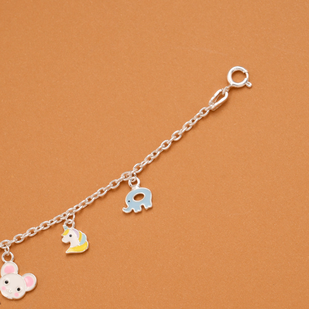 Mice Elephant Unicorn Silver Baby Bracelet
