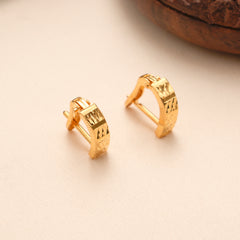 Diamond Cut Textured Small Hoop Stud