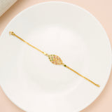 Elite Oval Shape Peacock Design Gold Bracelet