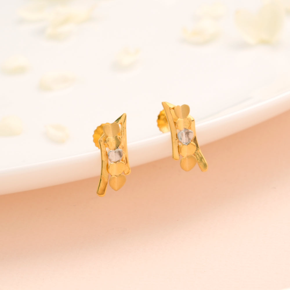Heart Accent Gold Stud Earrings
