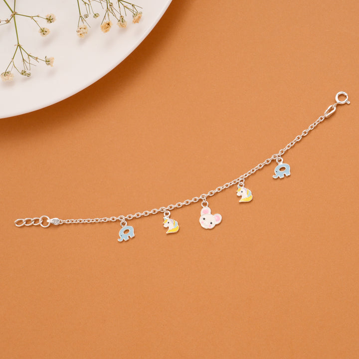 Mice Elephant Unicorn Silver Baby Bracelet