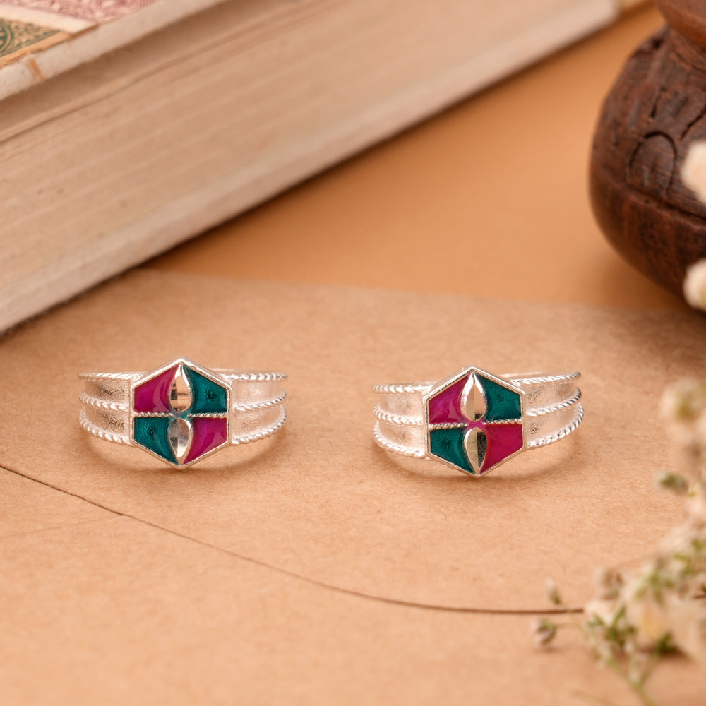Modern Style Enamel Silver Toe Ring