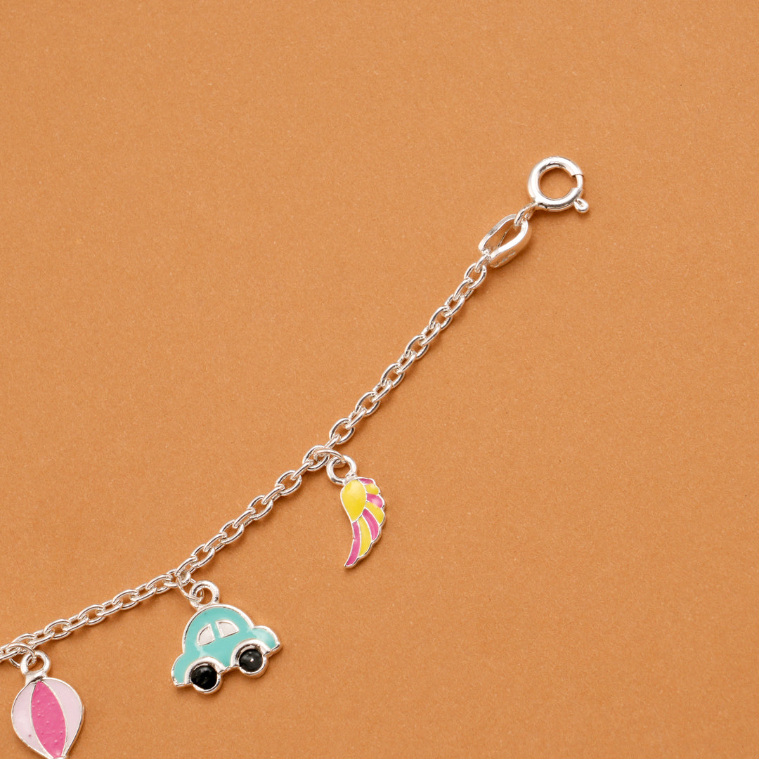 Tiny Car Hot Air Balloon Silver Baby Bracelet