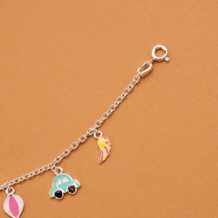 Tiny Car Hot Air Balloon Silver Baby Bracelet