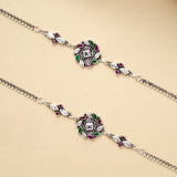 Antique Royal Medallion Silver Anklet