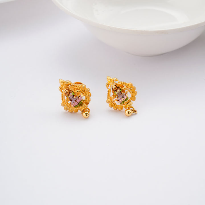 Devotional Lakshmi Nagas Golden Drop Earring